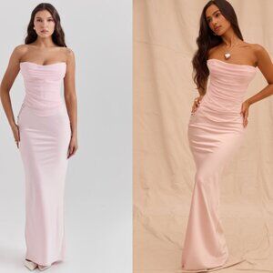 House of CB 'Guiliana' Ballerina Pink Satin Maxi Skirt NWOT